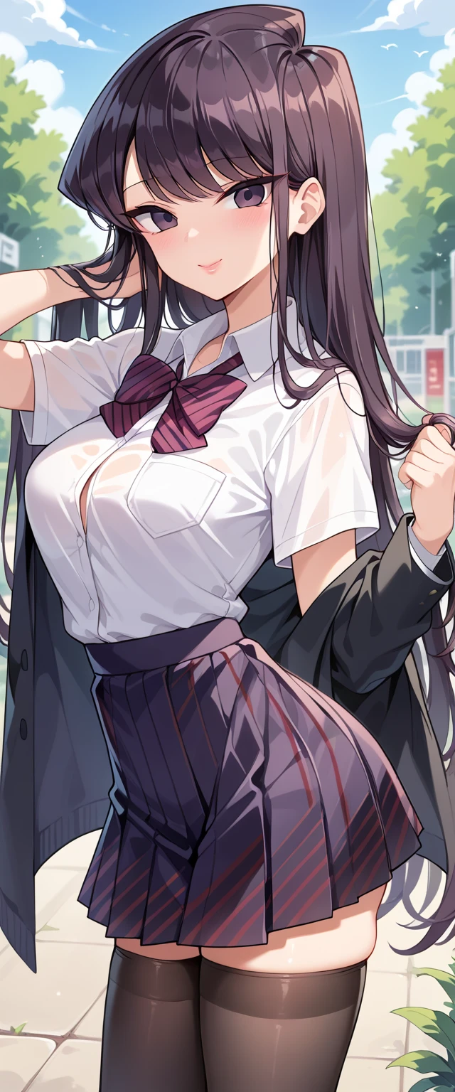 (masterpiece, best quality:1.2), 1girl, solo,standing_split,
Yuuki Mikan, long hair, without black sleeveless short vest,pink skirt,black