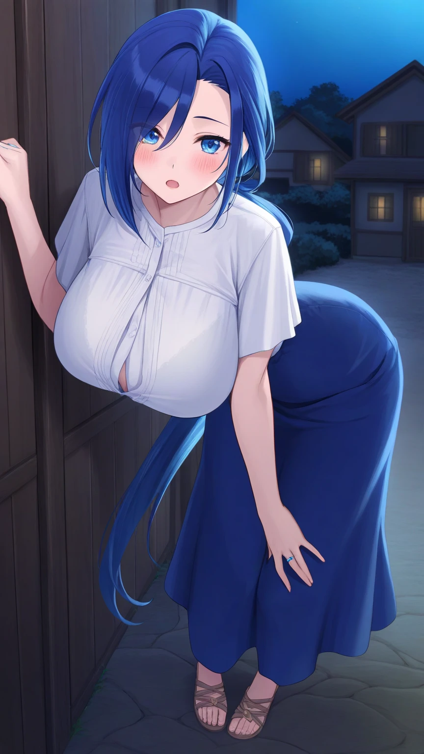 master-piece, bestquality, 1girls,16 years old, View viewers from side, HD, slight smile, massive tits, cleavage, under , tights cloth, , tiny body, under tits cleavage, look down, wide hips, large shirt, garden, extra tight cloth, extra slim waist, (grabbing own ass), panzu,