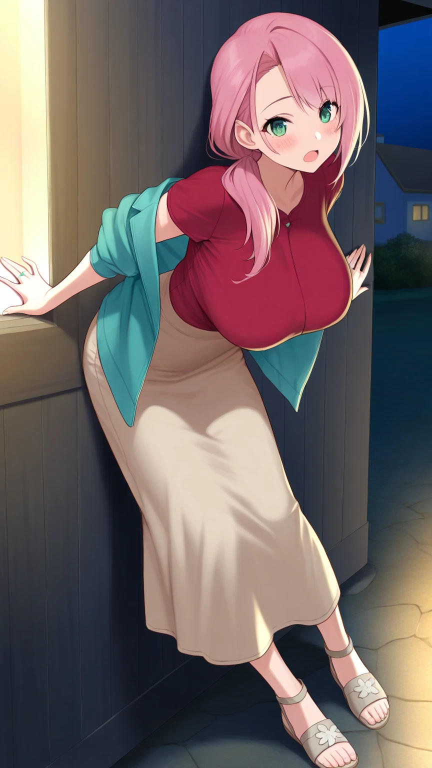 1 girl,Solo, Manga,25yo,mature female,Beautiful Finger,Beautiful long legs,Beautiful body,Beautiful Nose,Beautiful character design, perfect eyes, perfect face, (teacher outfit ),(Deep_cleavage), long_sleeves,jewelry,collarbone, earrings,open_clothes,