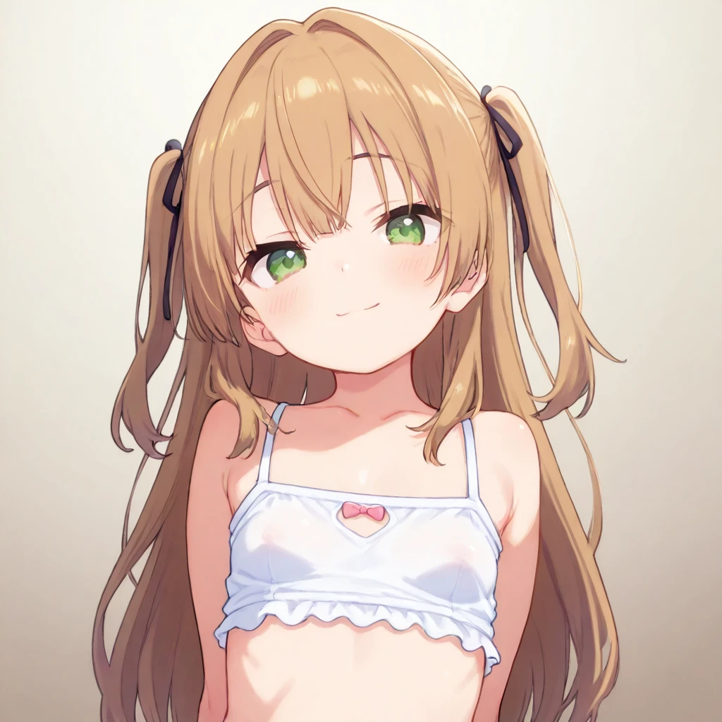 masterpiece, Highest quality, High resolution, Very detailed,(((Double leaf apricot))), (((Collapsed in bed。))、(((smile)))、((Panty shot)))、(((Polka dot underwear)))