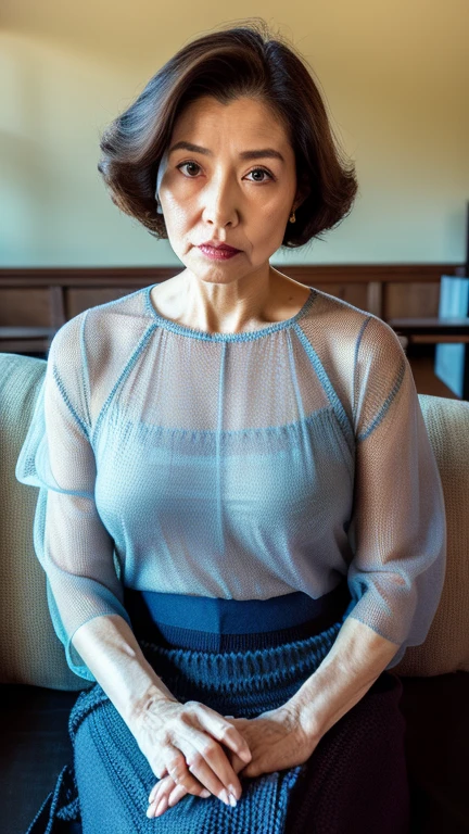 masterpiece, ((In focus)), 32K, Beautiful finish, Big Breasts, Beautiful mature woman, 80 years old, Dutch Angle, Selfie, point of view , View from the front, Long face, Shocked face, Cool look, Red lips, Thin lips, Lecherous aunt, Light from the front,
