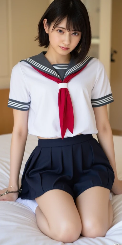 (invisible, no humans:1.5, headless:1.5, handless, legless), grey skirt, long sleeves, neck ribbon, red ribbon, ribbon, sailor collar, school uniform, skirt, white sailor collar, (cute big breast), on bed, 
(8k, RAW photo, best quality, masterpiece:1.2), (realistic, photo-realistic:1.37),photon mapping, radiosity, ((Hasselblad photography)),physically-based rendering,