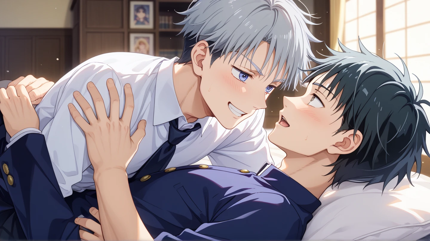 A short boy with pure white hair Short Hair Has white cat ears and a tail Pure white cat ears Straight cat tail Brown eyes The pupils become hearts Round and pretty eyes Shota cute Gay He is wearing a white polo shirt and a grey blazer over it. The sleeves of the grey blazer partially cover the hands. She has a blue ribbon on her chest. Clothed sex nude imprisonment 見知らぬ剛毛な人間の男達がMore than one person集まって性行為をします penis semen stickiness In bed at home(Lying in bed) Delicate home background Anal Sex Gang rape Pleasure Close your eyes and cry drunkenness Excessive sweating Intense ejaculation Clear ergonomics Being creampied Blushing orgasm gang rape More than one person High resolution