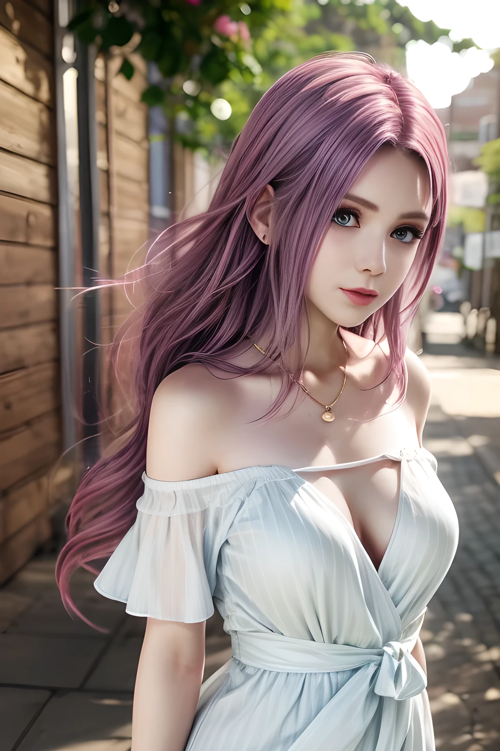 1girl, white knit dress, appealing cleavage, overhead view, beautiful detailed eyes, beautiful detailed lips, extremely detailed eyes and face, long eyelashes, elegant hair, feminine charm, detailed texture, snug fit, fashionable, soft fabric, radiant skin, (best quality,4k,8k,highres,masterpiece:1.2), ultra-detailed, (realistic,photorealistic,photo-realistic:1.37), elise,