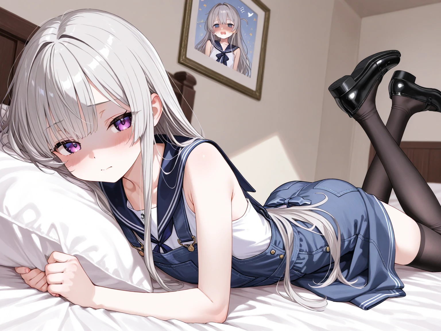 masterpiece, 最high quality, Ultra-fine illustrations, Perfect Anatomy, Perfect Eyes, Correct Anatomy, Perfect Proportions, Perfect Face, Perfect hands, Perfect Legs, Perfect Fingers, Perfect hands, Professional Lighting, 最high quality, Super detailed, Very delicate and beautiful, masterpiece、Best image quality、最high quality、Crying girl , (cryin) , independent , Looking into the camera, masterpiece, Anime art style, Cute Characters, Most detailed, high quality、(((cry)))、Lying in bed、(missionary, 1boy, ?????, lying, vaginal, pov, spread legs, sex, nsfw)、nose blush、steam、Shiny Hair、Very fine and beautiful bright eyes、Very detailed, clear and beautiful face, Awards, Anatomically correct、((missionary position,man on top, spread legs))、((Scared))