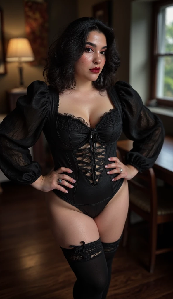 day, bright lights, plus size fat old women Sixty years old, red lips, short brown curly hair, hair on her eye, she smiling, posing in front of the wall, adjusting her hair, her hands in her hair, sitting on the chair and spread her legs, she weared white lace corset with white bra and black lace stockings and panties, maid outfit, maid costume with cap and black dress older beauty, jaw dropping mature older beauty, old face and body with wrinkles, old face, attractive grandma, a gorgeous old brown curly hair, beautiful old grandma, lovely older mature grandma, gorgeous beautiful grandma over 80 years old, beautiful silver hair grandma, beautiful detailed body and face, a beautiful old grany, she's fat and curvy, weared long lace black gloves, her hands on her head adjusting and holding hair