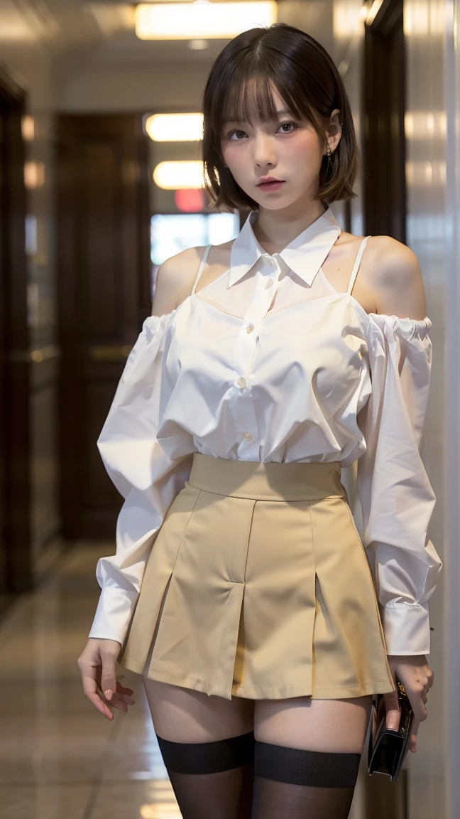 laugh、night、raw photo、(((ultimate beauty portrait)))、((glowing skin))、1 girl、Beautiful 19 year old girl from Prague、bright expression、((brown hair))、(split)、(flared skirt:1.5)、((Big eyes shining like jewels))、Open Cardigan、open your clothes、pantyhose、shiny skin、(medium hair)、(silky ponytail hair)、(standing)、(from below)、under the skirt、(下着をfrom belowクローズアップ)、eyeliner、beautiful bangs、hair between eyes、最high quality、very detailed、film light、intricate details、high resolution、very detailed))、detailed background、8 Commercial Code、digital SLR、soft light、high quality、film grain、Fujifilm XT3 、shallow depth of field、자연스럽고 soft light、Kamimay、slim