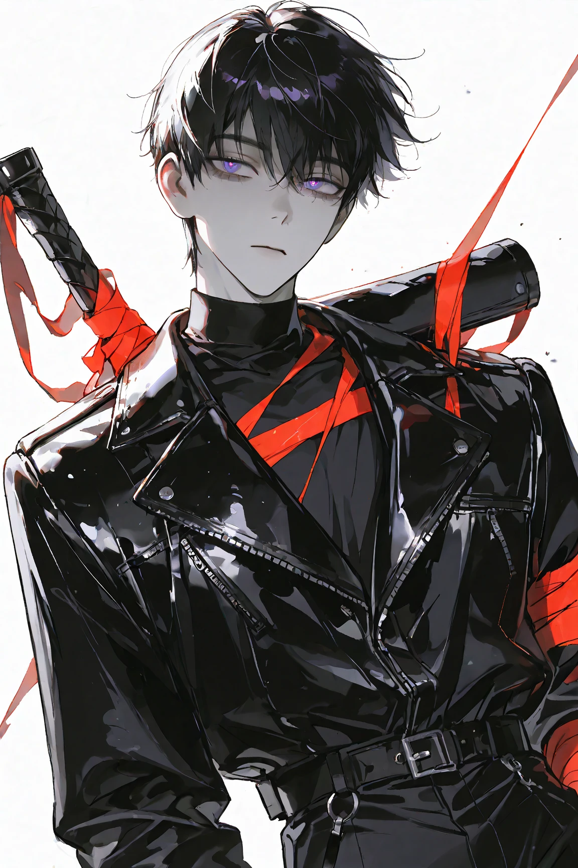 a male character, uncanny, with the entire stage covered in black scribbles, and your eyes scribbled with the color red, and a terrifying background behind it, the shadows trying to get close to him, anime style for phonk music thumbnail