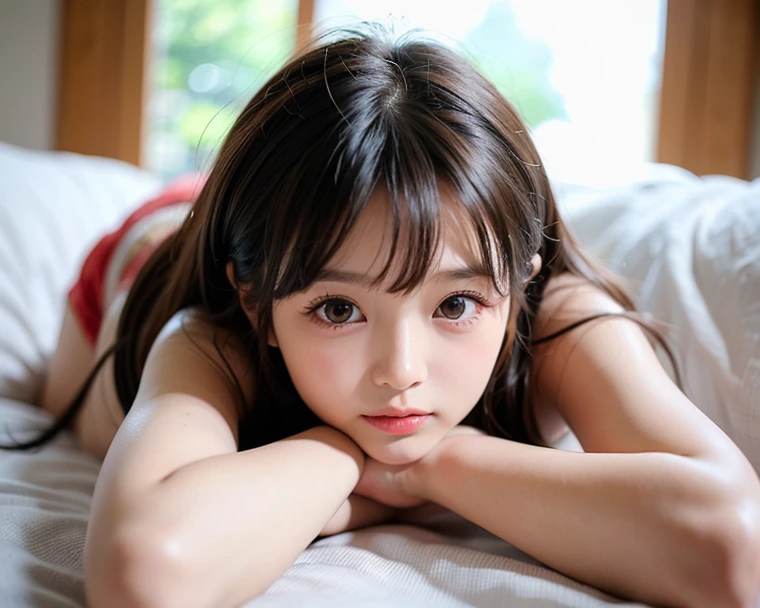 tmasterpiece，top-quality，offcial art，Highly detailed CG Unity 8K wallpapers，like a college girl，20 years girl，Very delicate beautiful，超A high resolution，（realisticlying：1.4），1 hour of writing，（The upper part of the body），（Platinum Long Hair：0.8），（Puffy eyes），looking at viewert，facing front，ssmile，Everyday clothes，（chiayi：1.5）， tmasterpiece， best qualtiy， RAW photogr， realisticlying， faces， incredibly absurd res， Buatigarh， depth of fields， hight resolution， ultra - detailed， finedetail， Very detailed， extremely detailed eye and face， Sharp pupils， pupil realistic， tack sharp focus， cinmatic lighting、laying on a couch、A dark-haired、   genitals