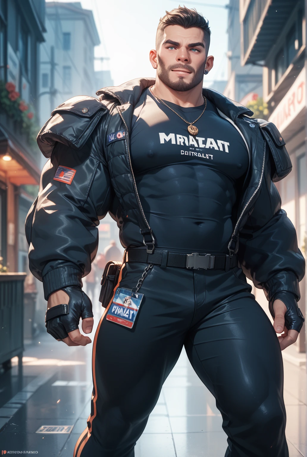 sexy mature daddy, tanned skin, big bump, darker skin, stubble, muscle发达的, best quality, masterpiece, ultra high resolution, Detailed background, realism, illustration, single, 1 boy, muscle, Volumetric lighting, depth of field, beard, huge bulge, starry sky, short hair, perfect eyes,Black latex clothing,tights