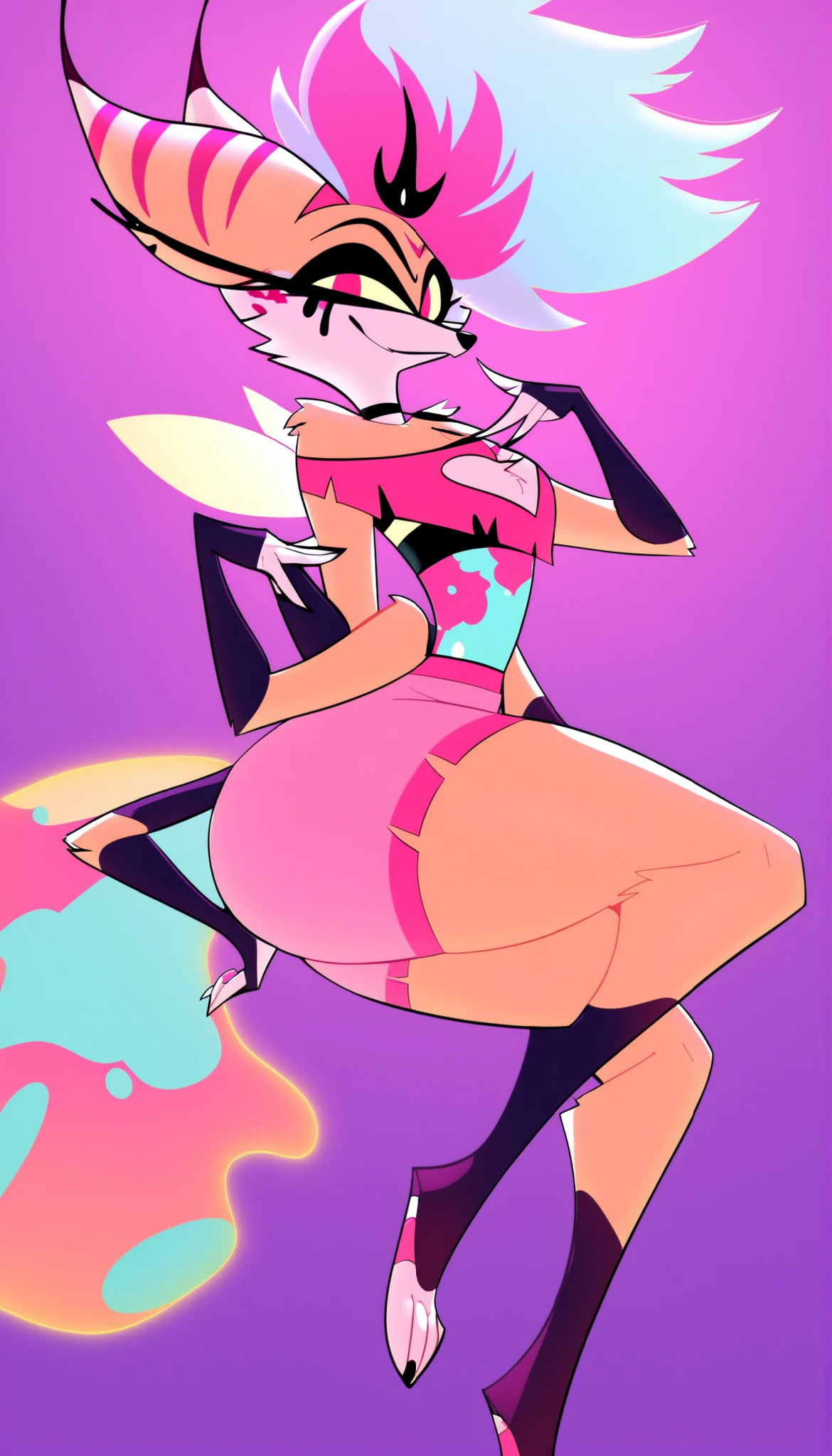 (cartoony style:1.2) (chillwave otherworldly fusion:1.2) featuring a quirky weird sexy Teenage Gardevoir pokemon with vibrant accents and thicc booty with internal neon glows. (Digital stars:1.1) on (motel room background), vibrant Illustration style. Art by Ross Tran and Artgerm and Sakimichan, (realistic comic lines:1.5)