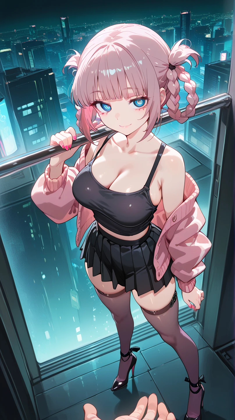 1girl,solo,retina,masterpiece, Awards, high quality, High resolution, HD, 4K,8K,high quality,(professional illustration:1.1),(bulge:1.3),ultra detailed,breast focus,faint smile,oily skin,underside of breasts,jiggling breasts,(narrow cleavage:1.3),(loli),(schooluniform),bra,Half-dressed,from below