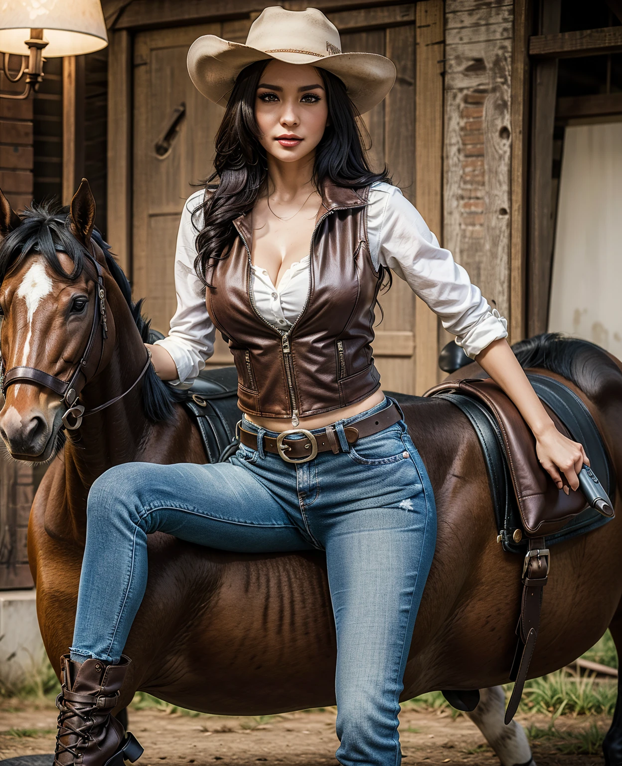 Western cowboy woman,Handsome cool cowgirl west