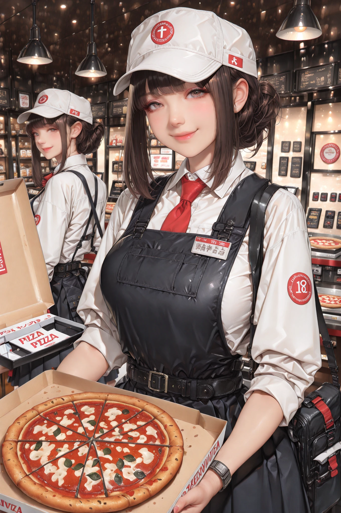 Robot girl woman with beautiful face sitting and eating mukbang .yummy . Lolita. Girl 18.Russian girl.