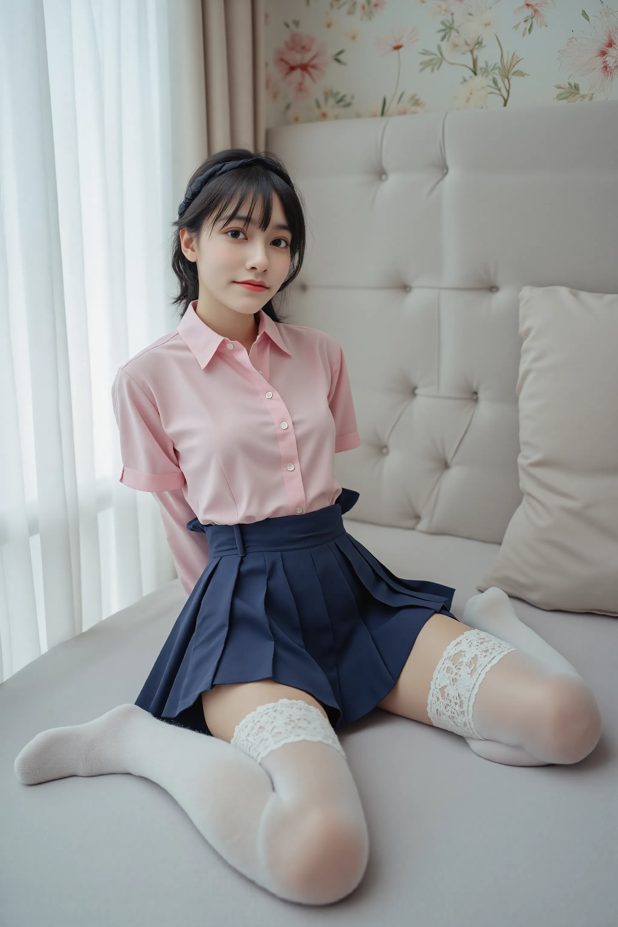 8K, RAW portrait of ,​masterpiece、((Photorealsitic:1.2))、photos realistic, 超A high resolution, Best Quality, Real life photography ,( At night :1.1),
(2 girls:1.3), (((Two girls showing off their panties in the bedroom late at night:1.3)))、(kawaii faces:1.4)、((Japanese high school  girl))、((School uniform、Plaid pleated skirt、a bow tie、redPanties))、 Long hair,,Slender body,、inside in room、
Big beautiful detailed eyes, Black hair、 ((dark-brown eyes:1.5))、(Authentic skin texture:1.3)、(Immersive atmosphere:0.8、Chiaroscuro:1.2) 、((looking at viewert))、((embarrassed from:1.2))、(A smile:0.8)、((Reddened cheeks:1.3))、((Ceiling from below:1.2))、(Body facing the camera:1.5)、((up skirt))、((Woman Pulling Up Her Skirt))、((Wear small panties))、((Spread your legs to the sides:1.4))、((frombelow:1.4))、((Close-up in panties:1.5))、((pantie shot:1.4))、Panties with stains