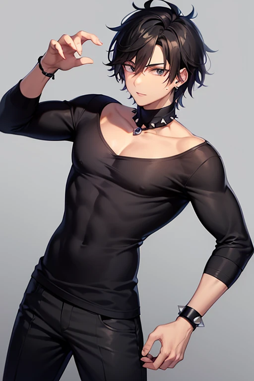 1boy, wolf ears, wolf tail, short fluffy black hair, red eyes, slim waist, ultra masterpiece, shirtless, sweatpants, living room setting, big thighs, seductive, blush, wide hips