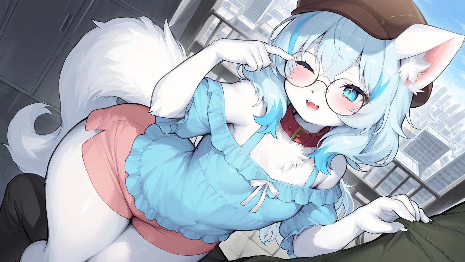 best quality,best resolution,(fluffyanthro furry :1.6),(young :1.6),rabbit girl,small breasts,yellow eyes,glistering eyes,sparkle eyes,light blue long hair,wavy hair,messy hair,light blue rabbit ears,light blue rabbit tail,beige fur,naked,white naked apron,raffles,glasses,beautiful coffee cafe,white light,looking at viewer,full face blush,sex amazing face,heart eyes,heart expression eyes,close eyes,straddle viewer,girl on top,fiercely sex,brutal sex,viginal sex,viewer fucking girl pussy,viewer dick inside girl pussy,plenty pussy juice,orgasm,squirting,plenty cumming in pussy,plenty cum splash,plenty cum dripping,sweating,very hot,heavy breath,steam around girl,steam surrounded,tense pose,open mouth,hands spread at chest