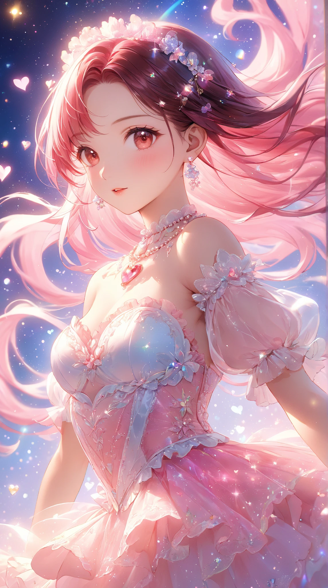 a close up of a girl with a pink hair, portrait knights of zodiac girl, aesthetic cute with flutter, high quality fanart, highly detailed exquisite fanart, knights of zodiac girl, rossdraws pastel vibrant, asian female, high quality hyperrealism, high quality, beautiful, anime girl, beautiful asian girl, jennie kim, jennie, blackpink, jennyrubyjane, full breasts