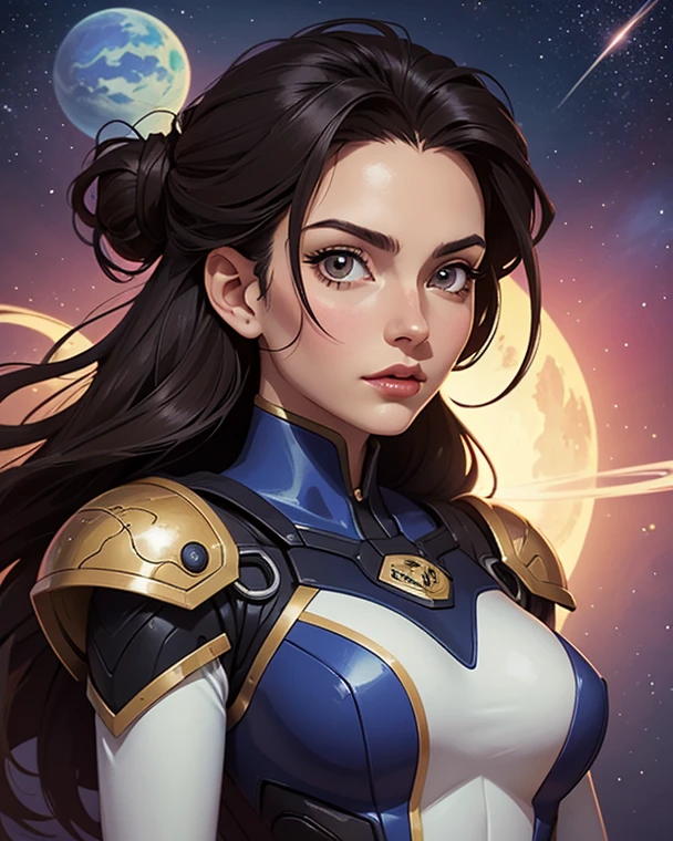 (((ultimate best quality))),((((solo:1.2)))),((((1girl:1.2)))),((((beautiful perfect woman)))),(((detailed perfect body, detailed perfect finger))),((((((ultimate spacethriller movie poster)))))),(((bust up, close up))),(((((American comics))))),(((extreme highlights))),(((Extremely colorful, primary colors))),cleavage, super beautiful lady,(((((typography))))),(((text))),(((((looking up or looking down))))),