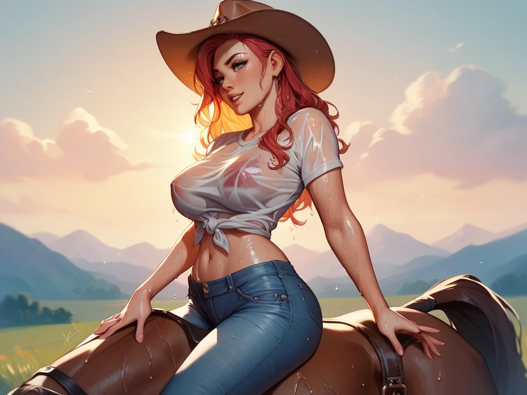 um close up de um desenho animado de uma mulher com um rabo de cavalo, Lois van Baarle e Rossdraws, style digite germe, digite germe and lois van baarle, desenho animado rossdraws vibrante, even model | digite germe, digite germe style, digite germe and rossdraws, digite germe on artstation pixiv