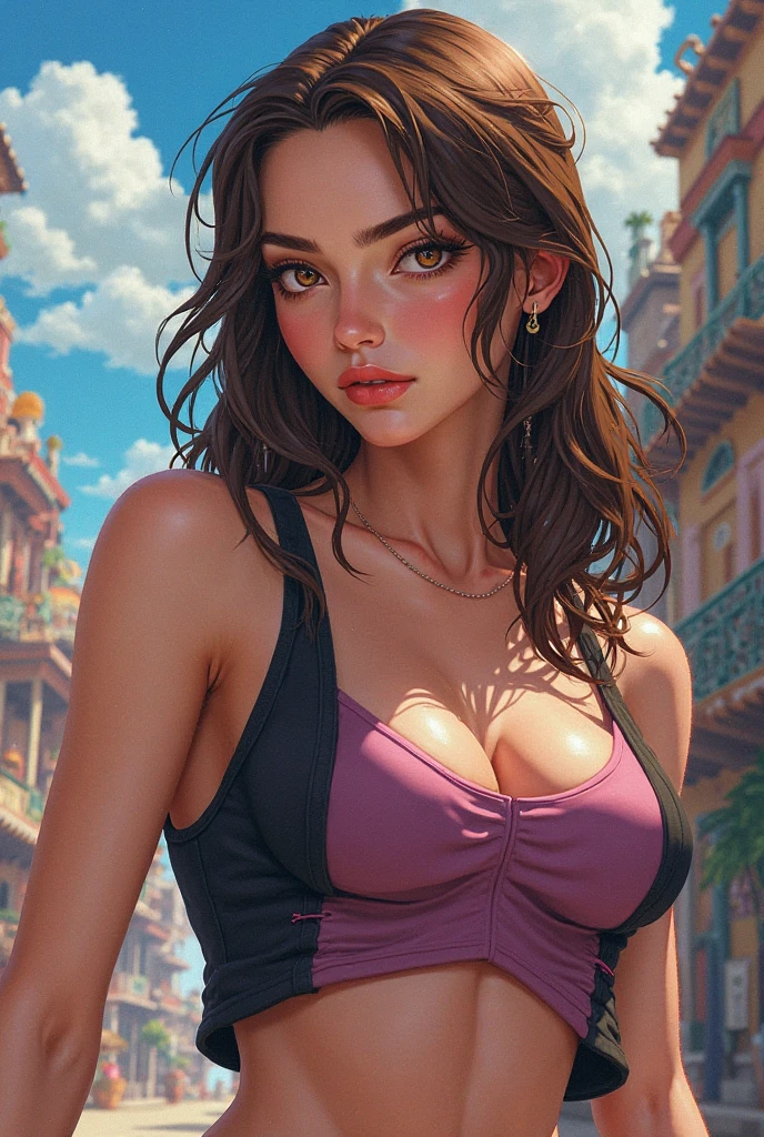 Estilo J. Scott Campbell Rachel McAdams sheet sorriso feliz Personagem Lara croft imagem de corpo inteiro desenho animado de uma mulher .cartoon style illustration, estilo de arte dos desenhos animados, estilo de arte dos desenhos animados, digital illustration style, design de personagens altamente detalhado, arte digital detalhada fofa, City fan art, Design de personagens de retrato, beautiful digital illustration, retrato de alta qualidade, Arte em quadrinhos, mulher jovem. expression of sexual desire a woman in a bikini and 
