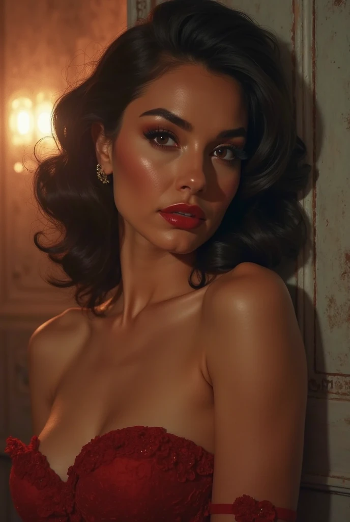 (best quality,4k,8k,highres,masterpiece:1.2),ultra-detailed,(realistic,photorealistic,photo-realistic:1.37),beautiful eyes,beautiful lips,detailed face,red lipstick, black hair, gorgeous woman, long eyelashes, sexy, medium breasts, nude, confident expression ,flawless skin, posing gracefully, flowing fabric, red soft and silky material, graceful movement, vibrant colors,artistic lighting, studio photo shoot, full body frame, dreamy atmosphere, all red background, nude, nude