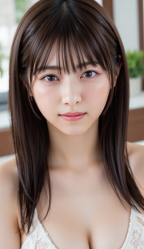 (High resolution、8k:1.3)、masterpiece、(Ultra-realistic as a photo:1.3)、Very nice finish、Perfect Anatomy, Sharp focus, 超High resolutionの顔、highest quality、The face is in focus、Ultra high definition and beautiful eyes、Eyes are symmetrical、High quality and beautiful skin、Firm Skin、Japanese Girls, thin、very cute、27 years old、(Off the shoulder、Pleated skirt、Micro Mini Skirt), (Large Breasts、soft, drooping udder:1.4)、You can see a little bit of your chest、Cleavage is not visible、Natural Makeup, (blush:1.3), (Embarrassing:1.3)、Sitting、I can see her voluptuous thighs、Wavy long hair, Messy Hair
