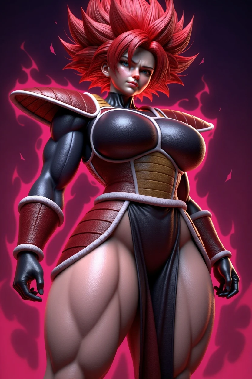 Sexy Woman Breasts Athletic Body Super Sayajin Red Hair Clothes Vegita NSFW