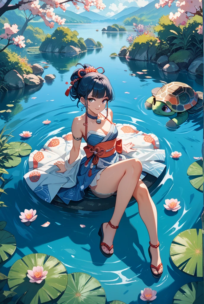 lotuses,carp,crabs,Small stones,