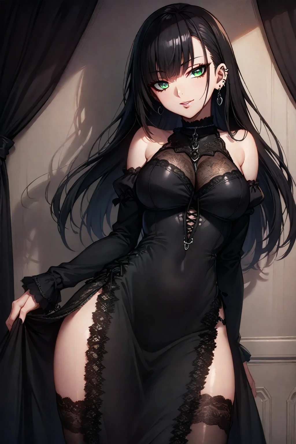 Black woman with sexy dress, hyperdetailed