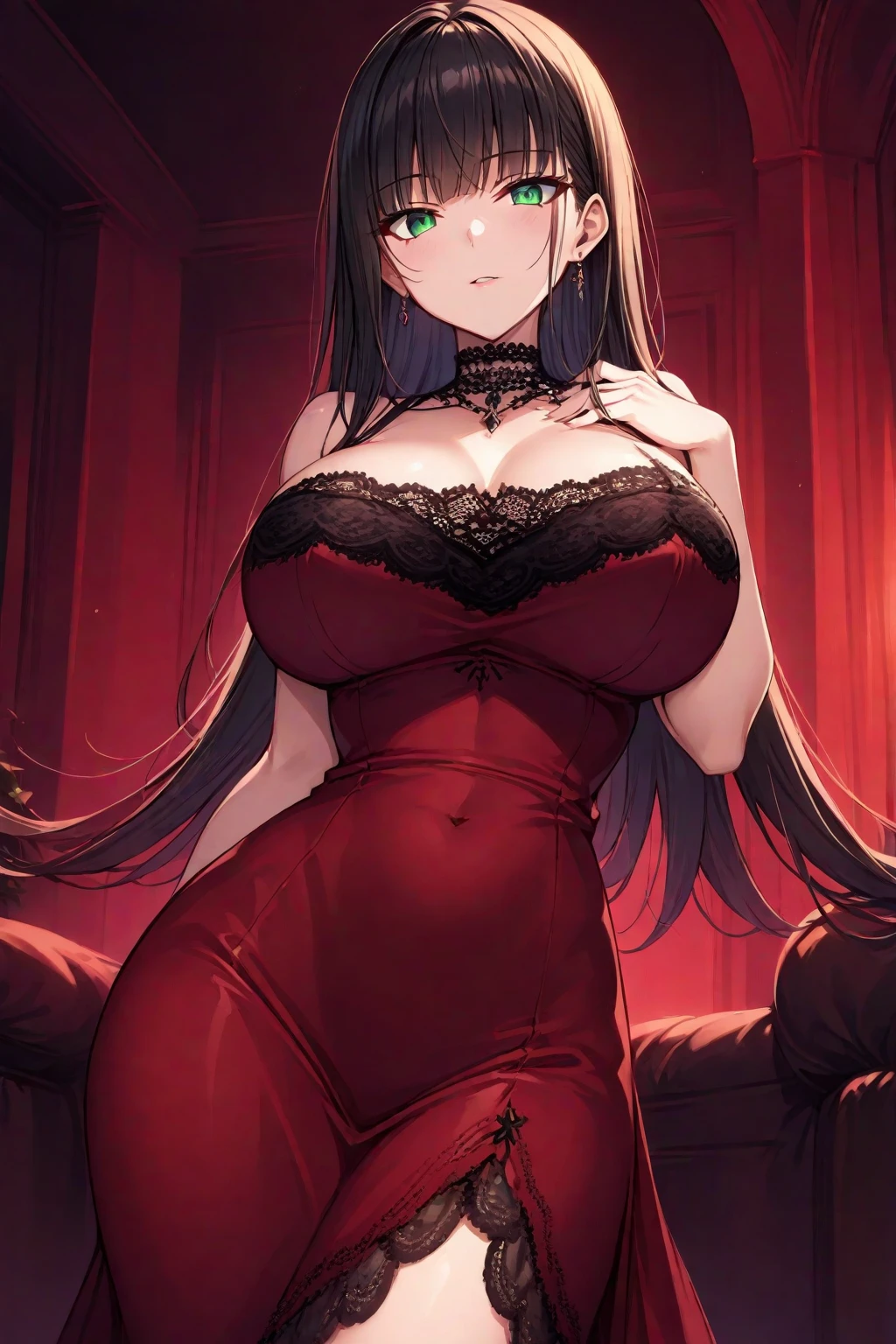 A woman with big breasts