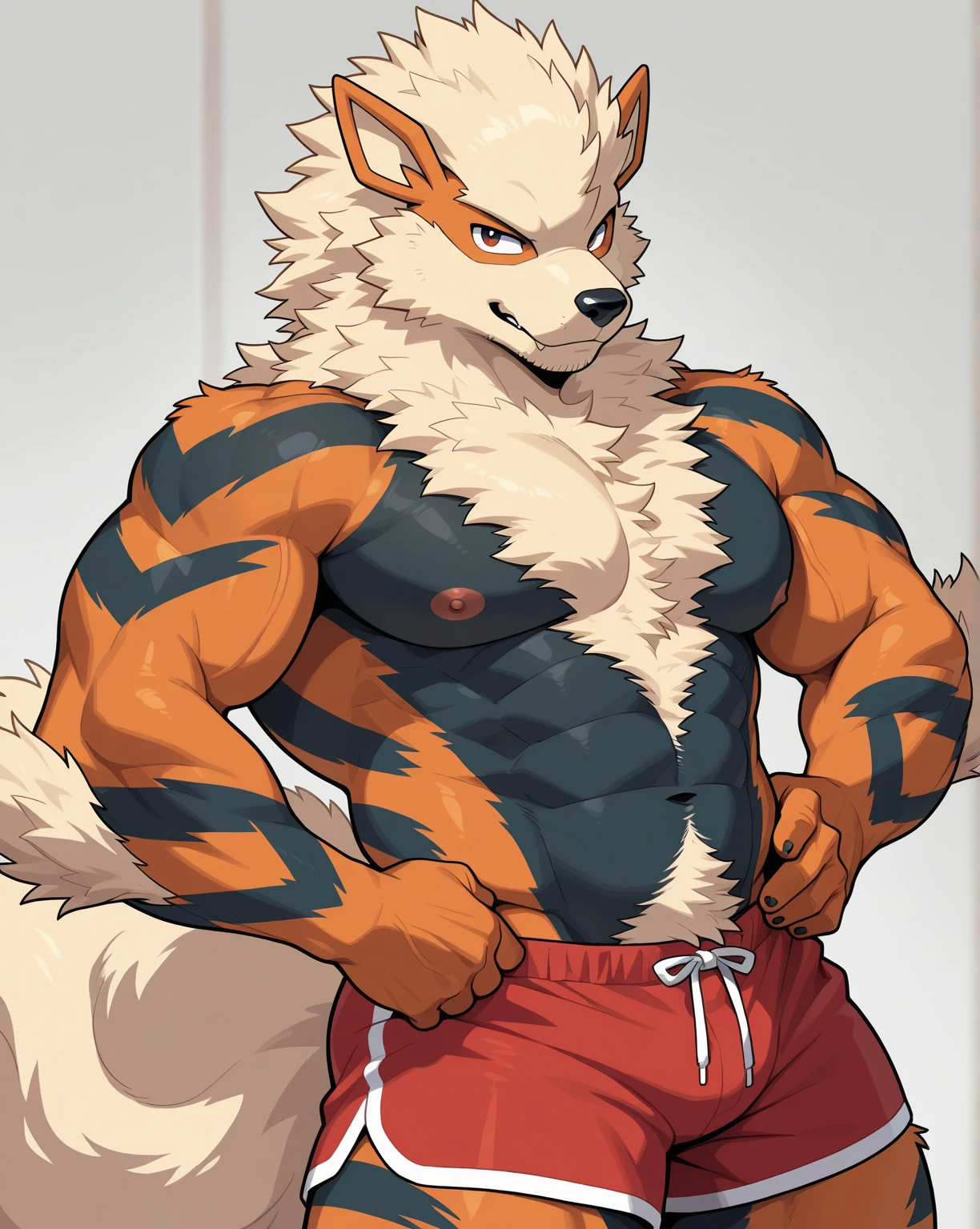 blitzdrachin, arcanine, male, ass, muscle, solo, model sheet, white body, horny, gay