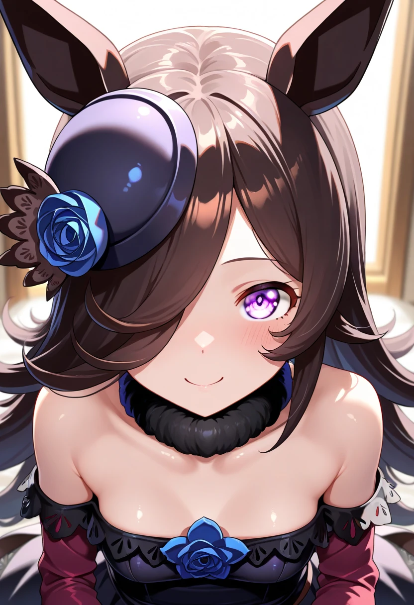 1girl, Rice Shower \(umamusume\), umamusume, black hair ,big breast,thick thighs,leaning forward,nopple,breast focus, blush, natural lighting, (masterpiece, best quality), detailed scenery,looking view,heart in eyes,heart,Heart Eyes,pov,white background 