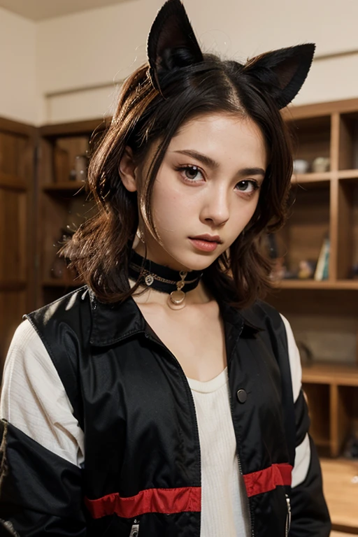 (((masterpiece))),(((High resolution)))、(((8K)))、(((perfect face)))、((1girl, animal_ear_fluff, animal_ears, bangs, bare_shoulders, black_hair, blush, breasts, cat_ears, closed_mouth, eyebrows_visible_through_hair, green_eyes, grey_background, hair_between_eyes, karyl_(princess_connect!), long_hair, looking_at_viewer, medium_breasts, multicolored_hair, shirt, simple_background, sleeveless, sleeveless_shirt, solo, upper_body, white_background, white_shirt, ,arms behind back, (((arms bound, shibari, bondage, rope))), ballgag，bondage (Shibari,hands tied behind back), (Shibari), BDSM,Tied up, legs tied，ballgag