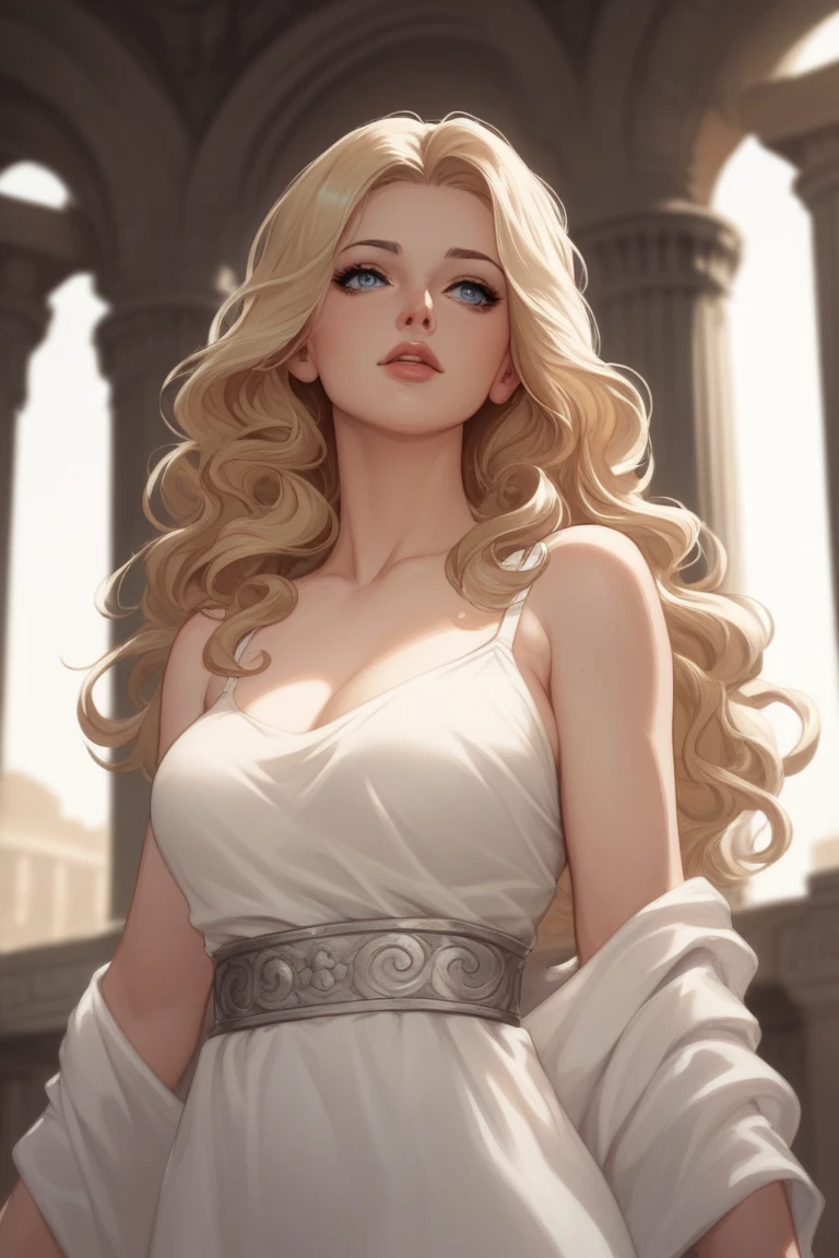 masterpiece, best quality, (full body shot,,moon),Masterpiece, 1girl, solo exhibition, beautiful woman, , beautiful goddess girl portrait, beautiful and detailed face, porcelain skin, (((bust shot, center, night, blonde hair), super soft lighting, symmetry, complexity, elegance, high detail, realism, art, concept art, Nordic female warrior, amazing body, athletic, curvy, Queen of the north, unparalleled beauty,