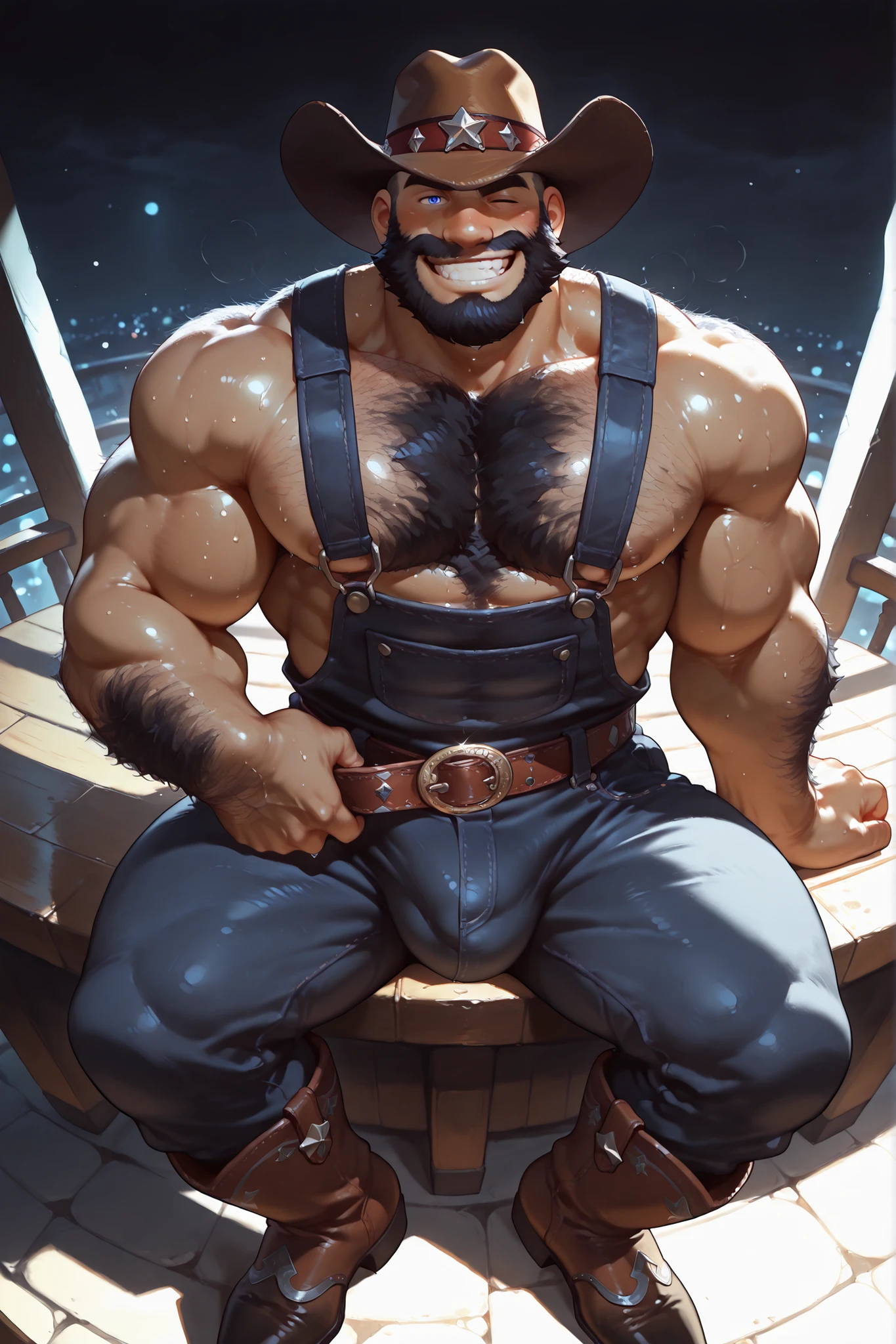 ((Best quality)), ((шедевр)), (Detailed), visage parfaitement détaillées, yeux parfait, ((anthro (tauren), male, (tauren), alone), Poil brun, crinière brune, correct horn), ((orgrimmar), (taverne), low angle, slumped at the bar, beer, alcool), (eyes open, expressive face, relaxed position), chubby, muscular, furry art, topless, delicate eyes,sweaty, ((Tauren outfit), pagne, peinture corporel indienne, bulging bottom garments), dad body, hairy chest, tauren body, perfect tauren face, tauren tail, furr body, world of warcraft, warcraft, digital art, costaud, corps poilu, canine tooth,hd, dark shadows, wide dynamic range, hdr, low light:1.2, par mystikfox61, par darkgem, par Glitter Trap Boy, par bebebebebe