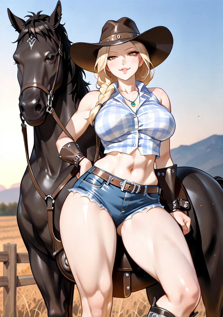 Cow Girl with Huge Breasts and Horse Penis in Swimsuit 