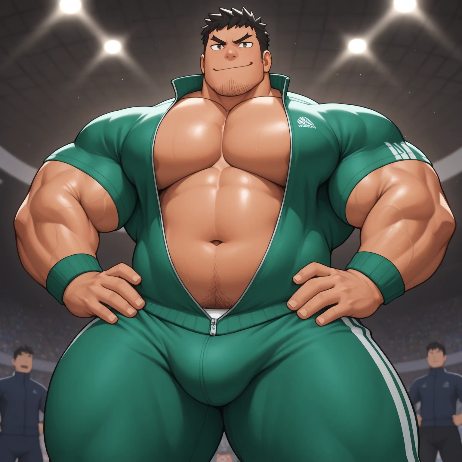 Ash Ketchum from Pokémon anime as a big dumb teenage muscular bodybuilder jock in a locker room flexing and staring blankly as his eyes glow red under hypnosis as he repeats, "Bigger... Dumber.... Must obey.... More like a jock bro every day.... Yes, Coach. I obey. Huhuhuhuh.... Sweaty brutes must obey.... Sweaty brutes do what you say.... Big ... sweaty ... musky jock bro.... Huhuhuhuh...." in a deep mindless emotionless voice with his fellow hypnotized jocks to forget about Pokémon training and focus instead on training his own body and obeying his coach. Mouth dropped open. Hyper swollen bulging crotch. Hyper muscles. Toned muscles. 5% body fat. Big biceps. Big triceps. Broad shoulders. Big traps. Big lats. Big meaty pecs. Massive deltoids. Six-pack abs. Spherical glutes. Brainwashing. Hypnosis. Hypnotized. Bro. IQ drain. Dumber and dumber. Meathead. Musclehead. Mindless. Hypno. Mind control. Brain drain. Entranced. Brute. Brutification. Brain drain. brainwashed. brainwash. Meathead jock bro assimilation. Mindless. Brainless. Empty stare. Hairy pecs. Hairy armpits. Treasure trail. Mist rising from his armpits and shoulders.