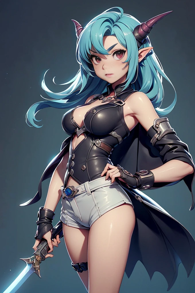A kraken girl with long hair and tentacles, a collar around her neck, furry , two pairs of eyes