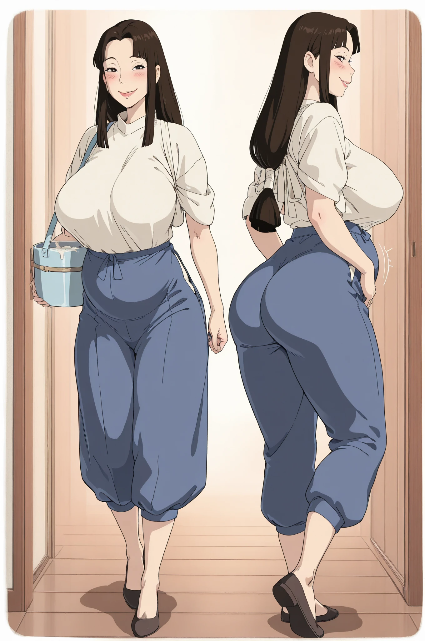 Yunyun, huge breasts, full body, front view, sleepwear
