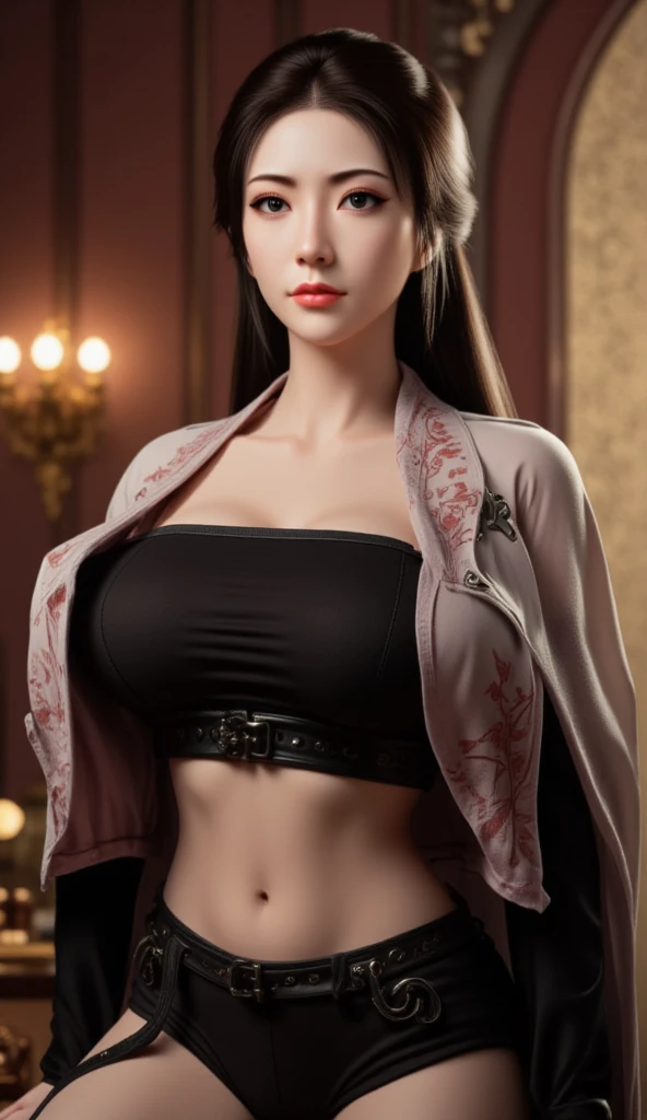 (tmasterpiece:1.2,best qualtiy),Realistis,retro futurist,cyber punk perssonage,the space,,(Authentic images,complexdetails,depth of fields),(1girll,独奏),putting makeup on,lips parted,highly detailed,face perfect,cleavage,cleanness,NSFW,(huge boob:1.1),(dent in the skin),thick thight,Wide buttock,Small waist,Tiny micro bikini,String bikini,mini-skirts,