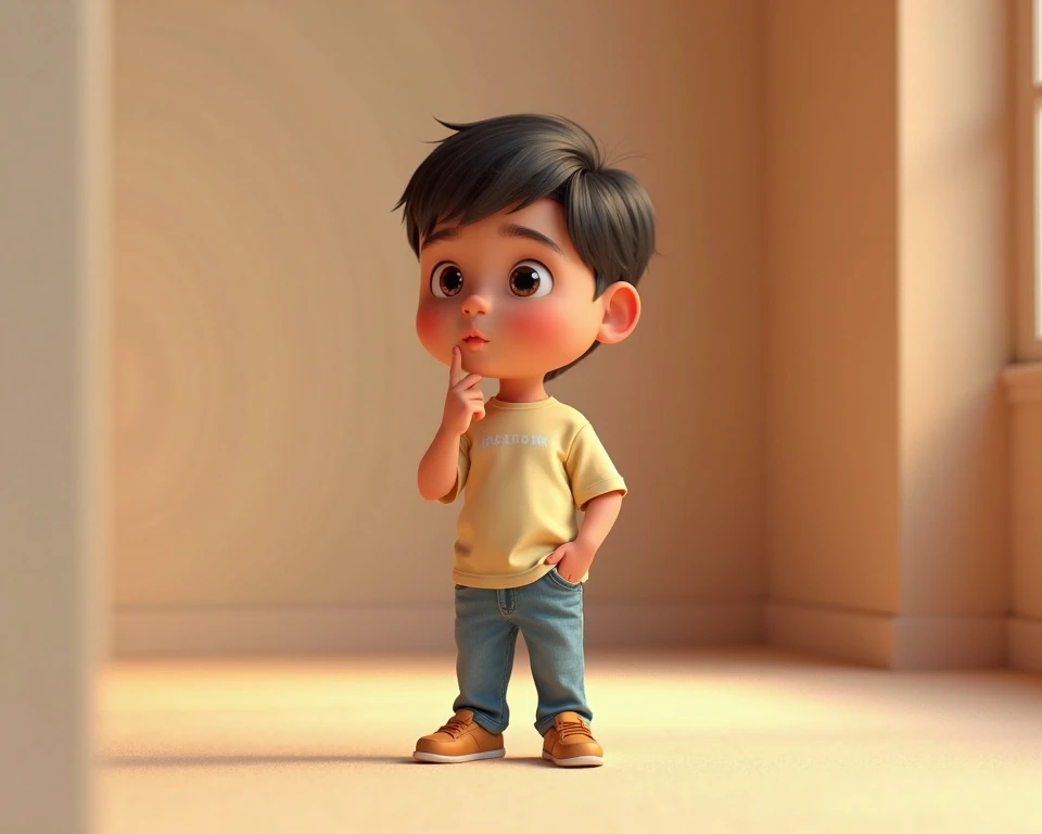 Create Disney 3D Pixar Style Animation, Same child's hair color and hairstyle, mesma cor de roupa