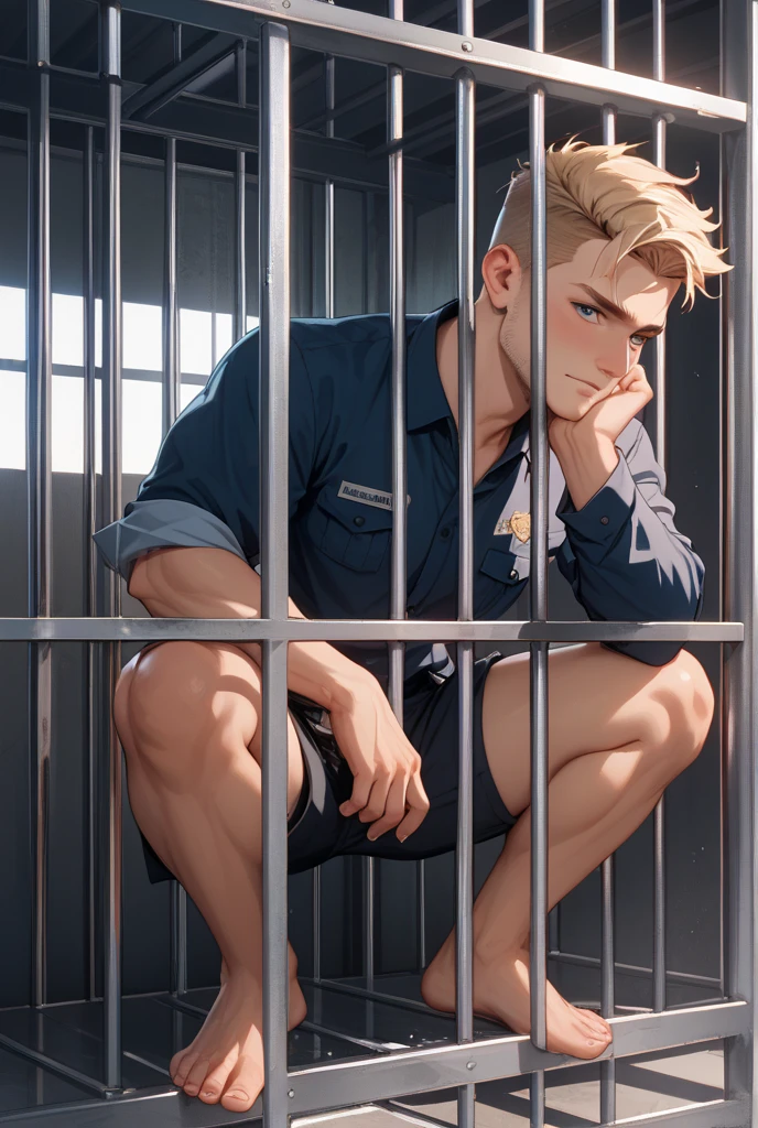 prison,naked,male,Blonde,全naked,Tied to a chair,Injection in the arm