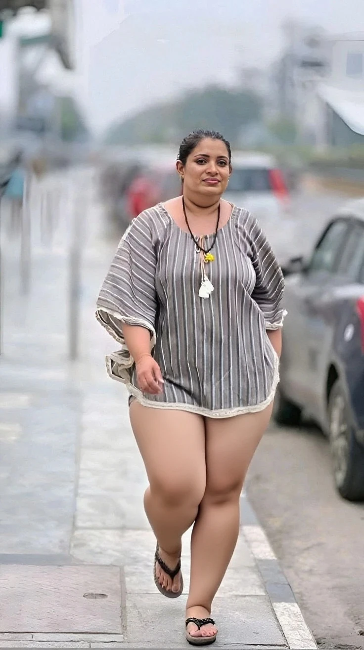 Ms sethi Plus Size Model, Alone In Street
