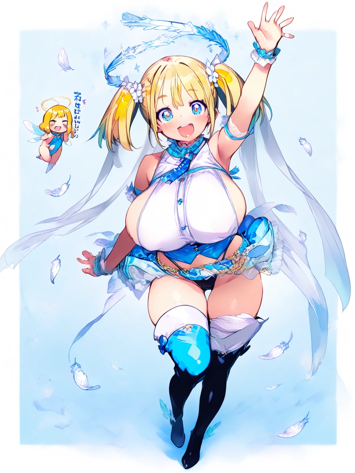 big breasts、blonde、barefoot、blue eyes、Blue Bunny Girl、pole dance