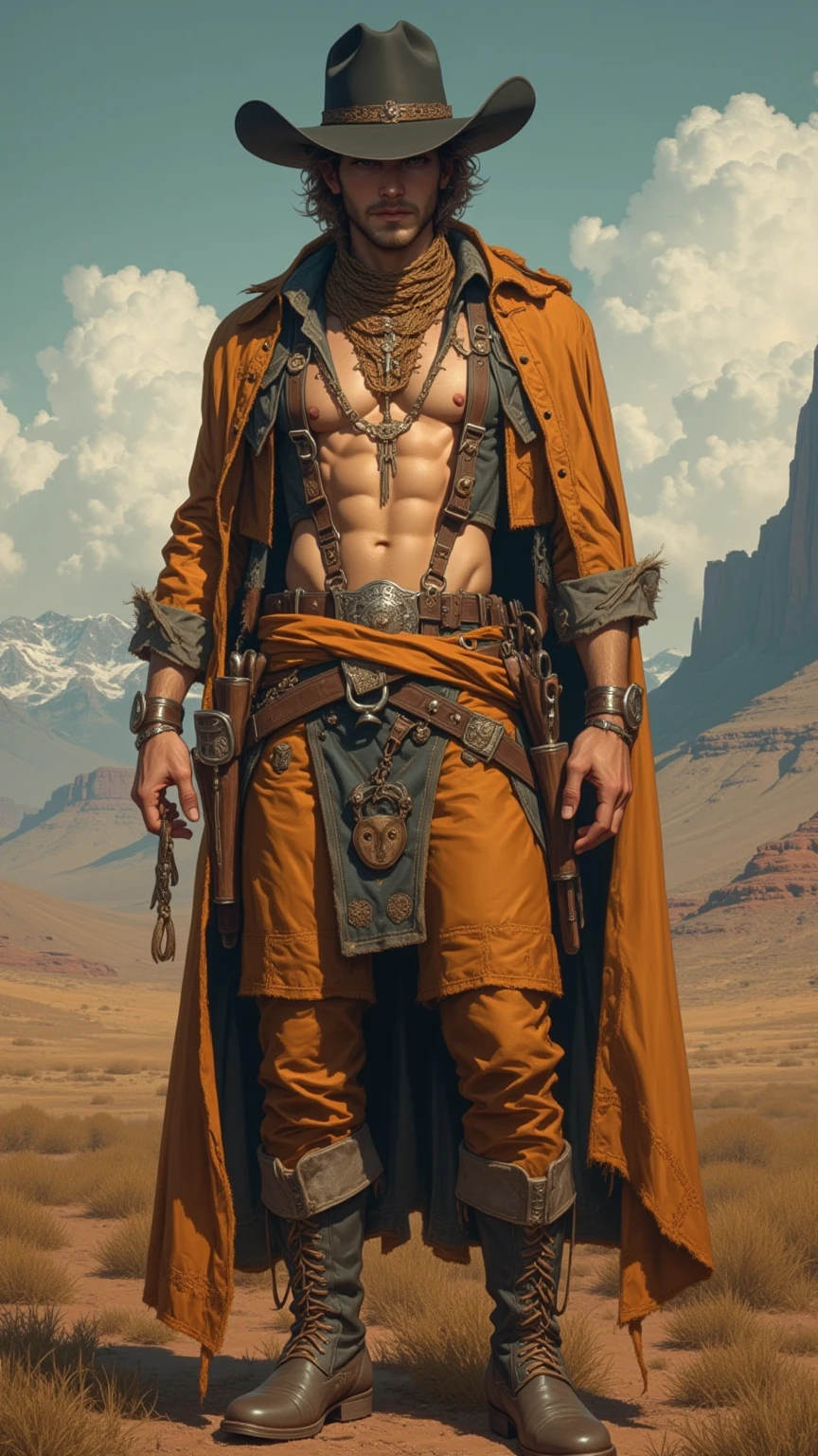 (realistic), (photorealistic), ((masterpiece)), ((best quality)), (detailed), cinematic, natural lighting, soft shadow, detailed background, photography, depth of field, intricate, detailed face, subsurface scattering, realistic eyes, muscular, manly, photo of a handsome (turkish man), des3rt4rmor, wearing desertpunk wizard robe, holding staff, wizard hat,