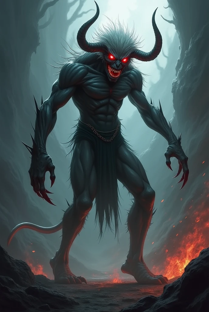 A big devil was constantly running Easy drawing 