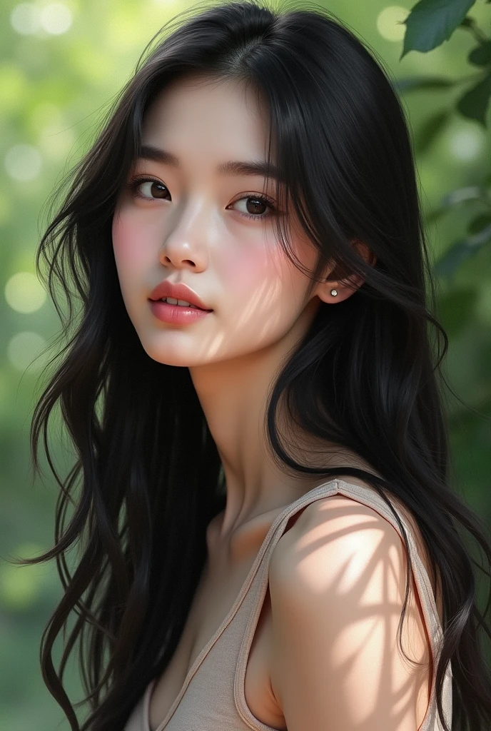 Best quality, masterpiece, ultra high res, (photorealistic:1.4), raw photo, 1girl, offshoulder, in the dark, deep shadow, low key, cold light, (naked), no clothes, sexy, sexy eyes, sexy lips, little smile, (full body shot)