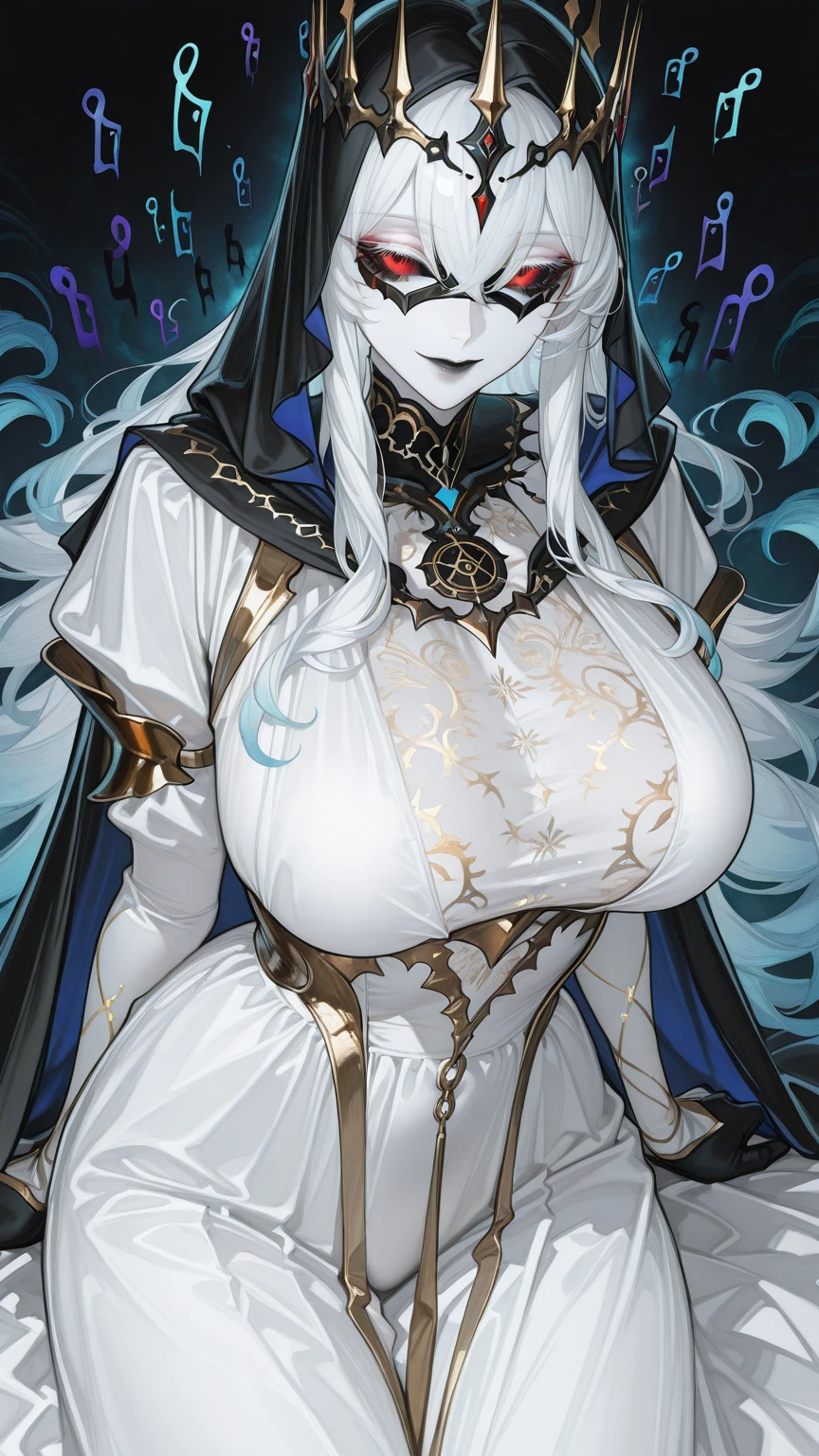 (Female chest covered)(smile) Gray skin, pale golden hair and violet eyes. She prefers clothing of white and silver with cloaks of deep blue or purple, village background, huge_knockers ((very precise detailed)) ((highres)