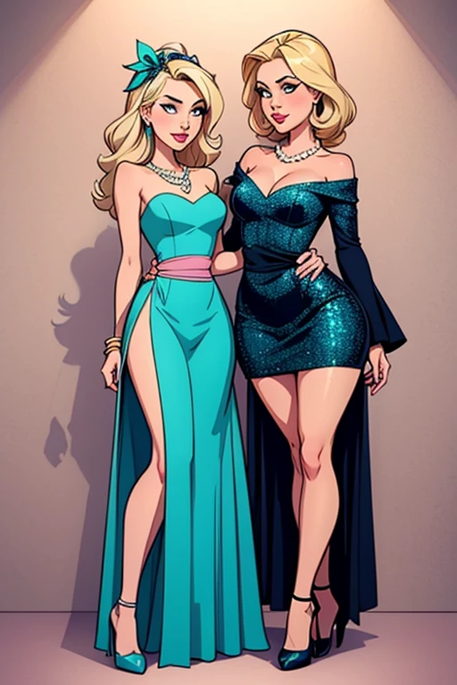 5 womans, mature blonde elegantly and modern dressed women from rich families